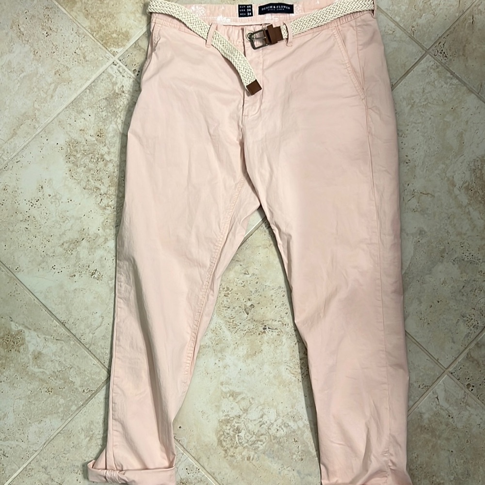 Like New Mens Denim & Flower light pink pants